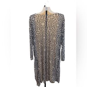 Geometric Patterned Open Cardigan Beach Cover Up Size XL Never Worn
